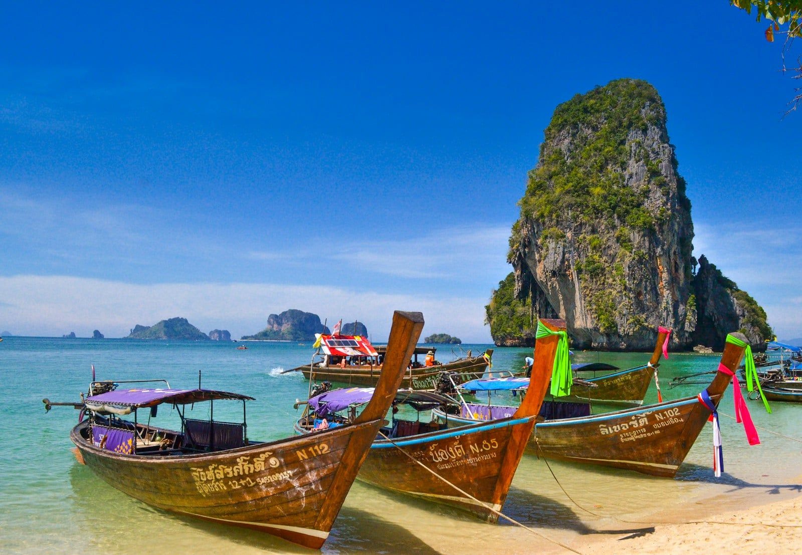 Longtail boats on Railay Beach, Thailand